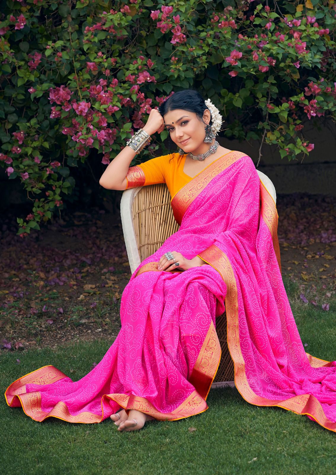 Garima By Kashvi Bandhej Printed Georgette Sarees Wholesale Market In Surat